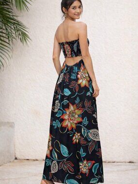 Boho Strapless Floral Maxi Dress Size M